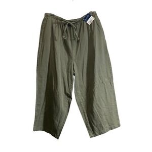 NWT Jonathan Logan XL Crop Pants Green Wide Leg Tapered Crop Capri Pull On